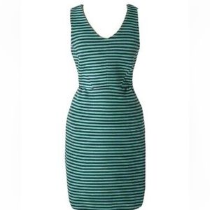 Boden striped navy and green sheath dress